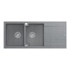 QUADRON EVAN 121 GraniteQ zlewozmywak z syfonem Push To Open 2-komorowy z/o (1160x500x210; kom. 420x340) silver stone / elementy stalowe HQE11650U5BSP2O